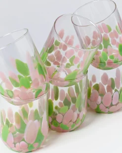 Motel a Miio Alegria 6er Set Glas Groß drops rosa grün Best Sale