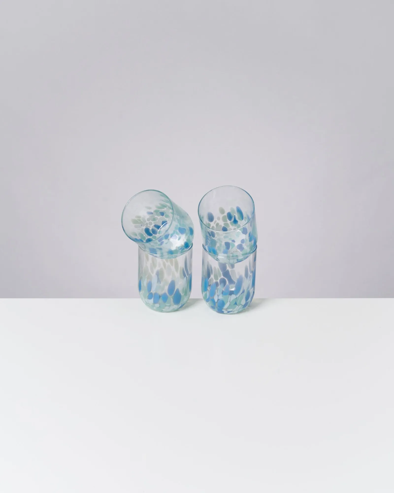 Motel a Miio Alegria Set Of 4 Glass Large drops blue white Clearance