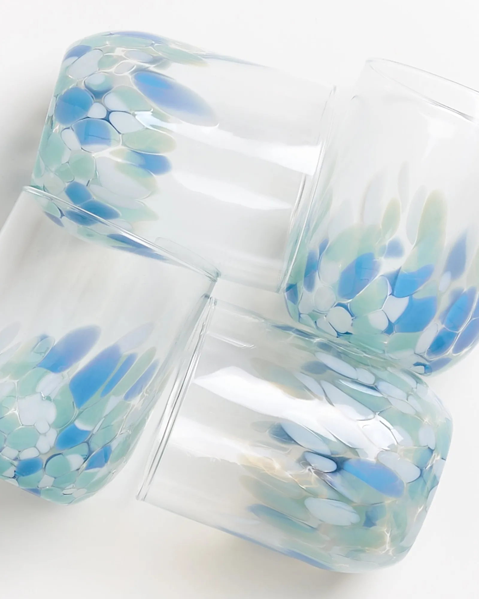 Motel a Miio Alegria Set Of 4 Glass Large drops blue white Clearance