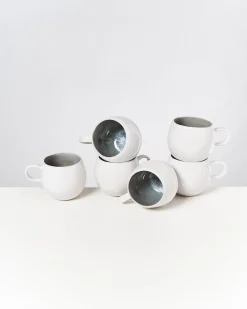 Motel a Miio Areia - Set Of 6 Mugs Big Grey Gray New
