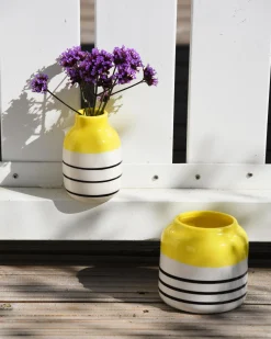 Motel a Miio Bebé Vase - Yellow Black Striped gelb schwarz gestreift Discount