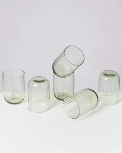 Motel a Miio Joia 6er Set Glas Riffled smaragd Cheap