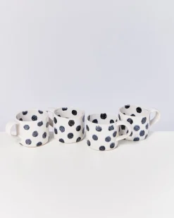 Motel a Miio Nódoa - Set Of 4 Mugs Black Dots schwarze Punkte Best
