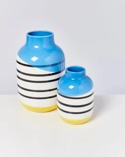 Motel a Miio Nuno Vase M - Black & White Striped schwarz-weiß gestreift mit blau Fashion