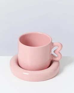 Motel a Miio Seia Cup & Saucer With Heart Pink sand New